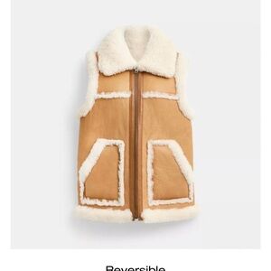 Coach Reversible Tan and Cream Vest